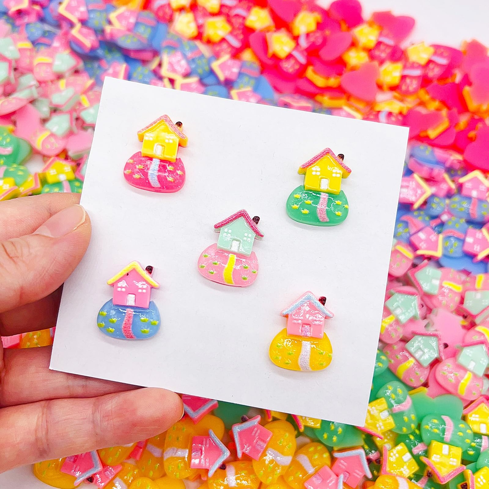 50 PCS House Embellishments Set Flat Back Mixed Resin Scrapbooking Ornaments