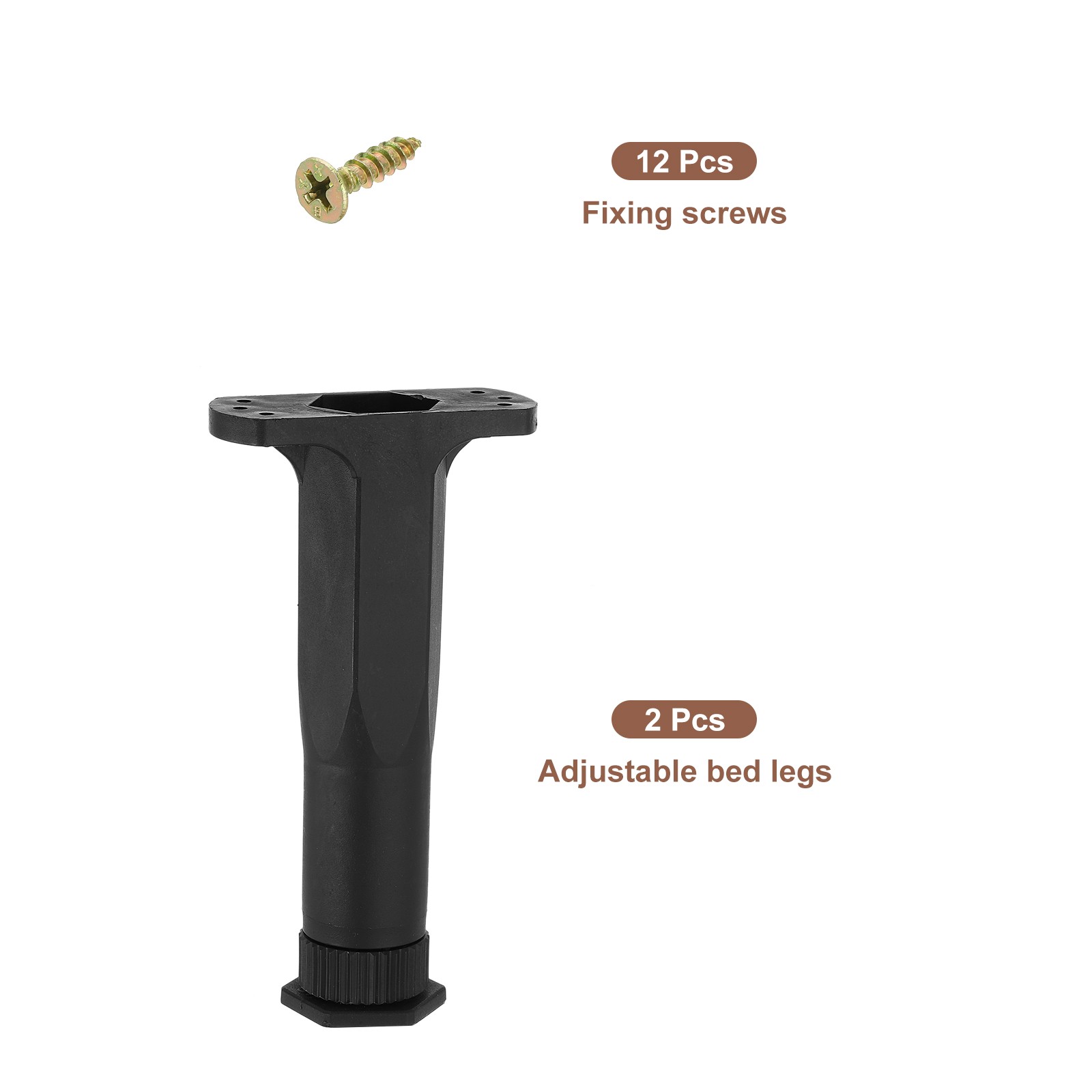 2 Set 11.22 Inch Total Height Adjustable Plastic Bed Frame Center Support Legs