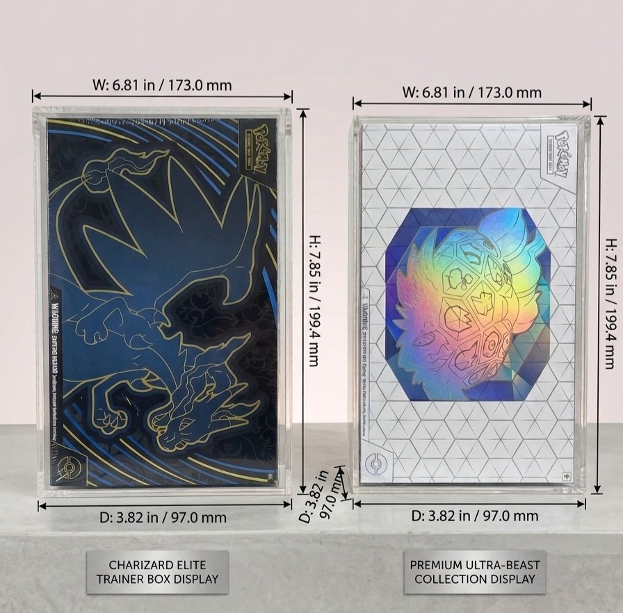 Pokemon Acrylic Case Mega Charizard X EX UPC Magnetic Lid Protector Display Only