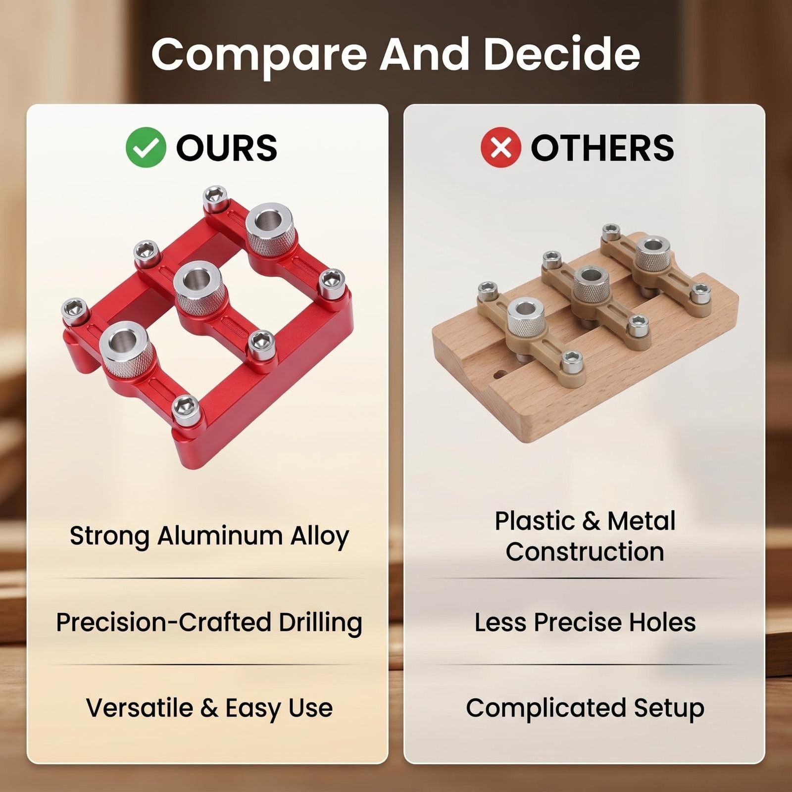 Self Centering Dowel Jig Drill Guide for Woodworking Adjustable Hole Locator ...