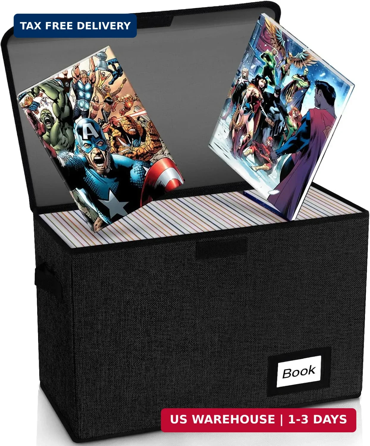 Comic Book Storage Box 15.8" X 7.8" X 11.8", Collapsible Holds 160-180 Comic Boo