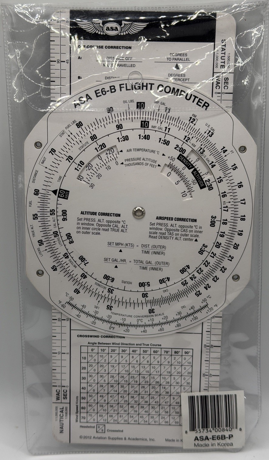 ASA AirClassics E6-B Aviation Pilot Flight Computer Wheel With CASE