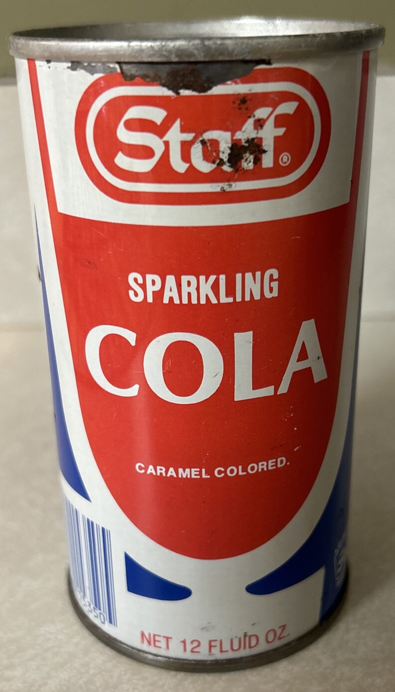 Vintage STAFF Sparkling Cola 12 Oz. Empty Pull Tab Steel Can