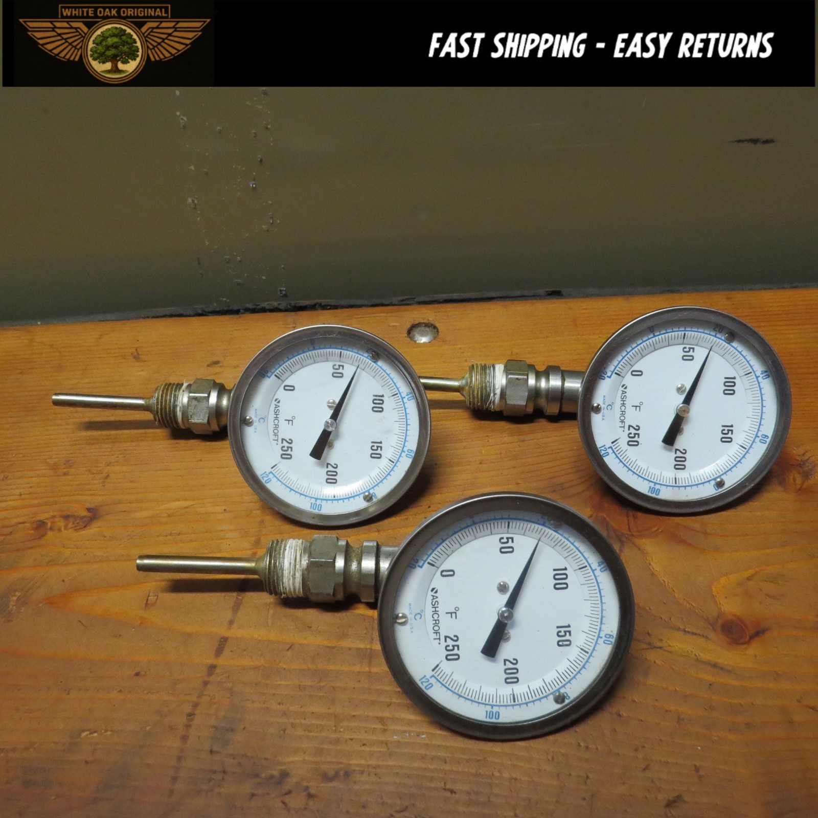 Ashcroft 3" face temperature gauge thermometer 0-250F -20-120C stainless