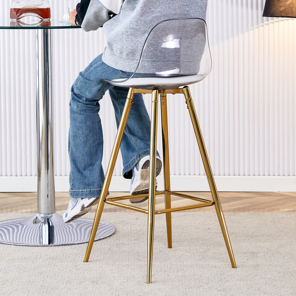 Modern PU Leather Bar Stools with Metal Legs for Kitchen Counter