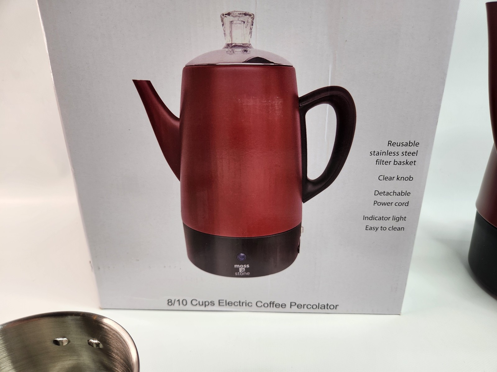 Moss & Stone Electric Coffee Percolator – Red Body Coffee Maker EPMRD-8MS
