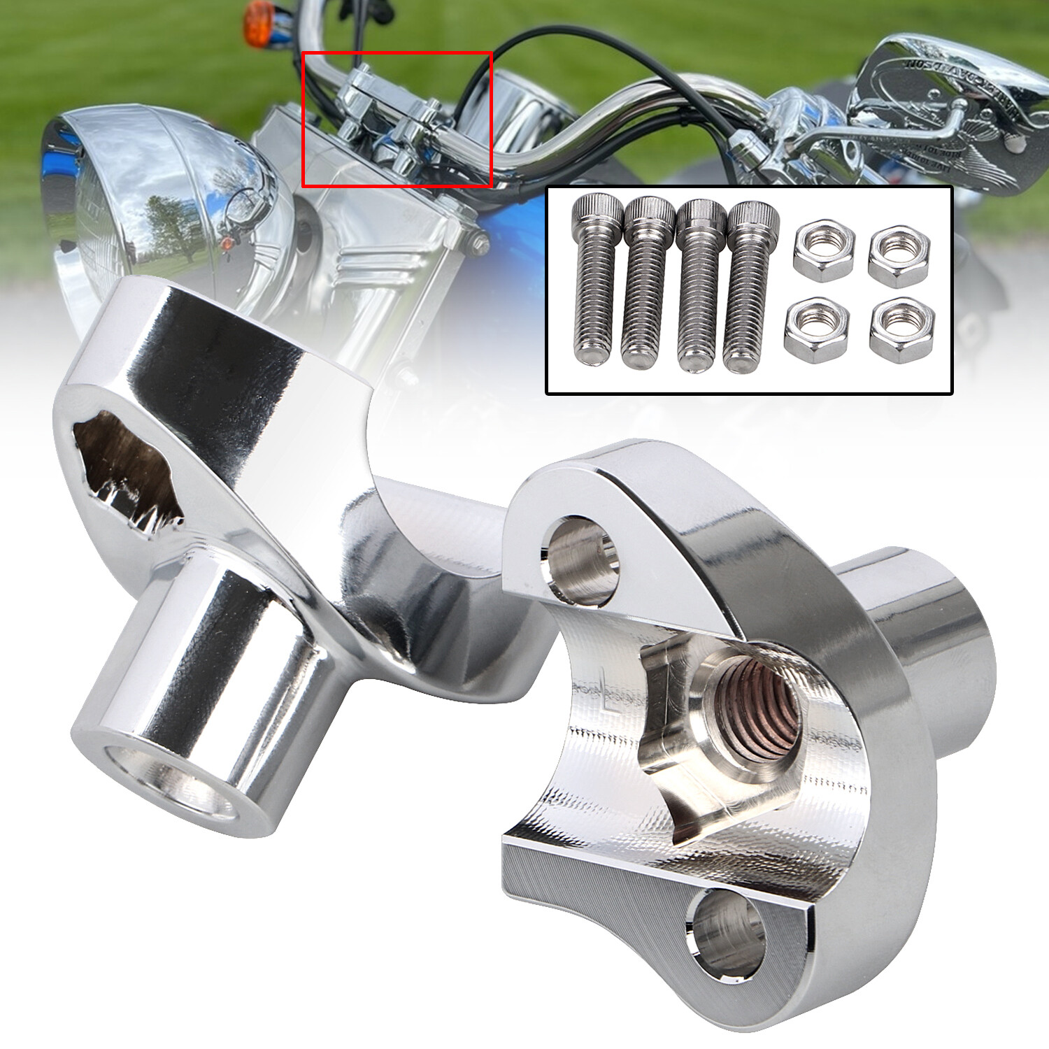 Chrome 1.7" Handlebar Risers Bottom For Harley Breakout Tour Glide Classic FLTC