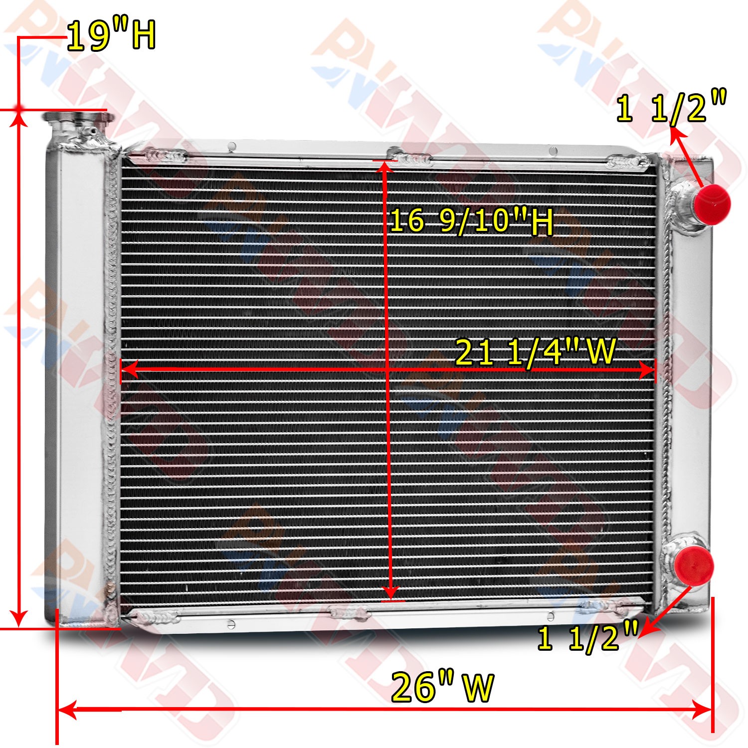 Double Pass 19" x 26" Aluminum Racing Radiator For Chevy SBC 350 Crossflow Style