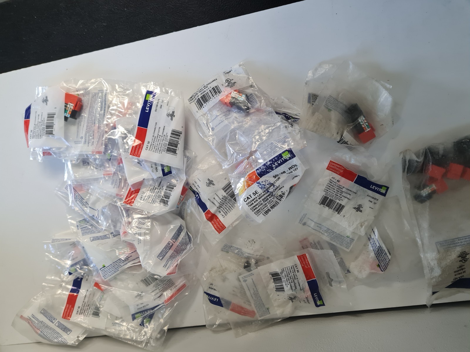 Lot of (38) Total Leviton Cat 5/5E Snap-In Jacks - Orange