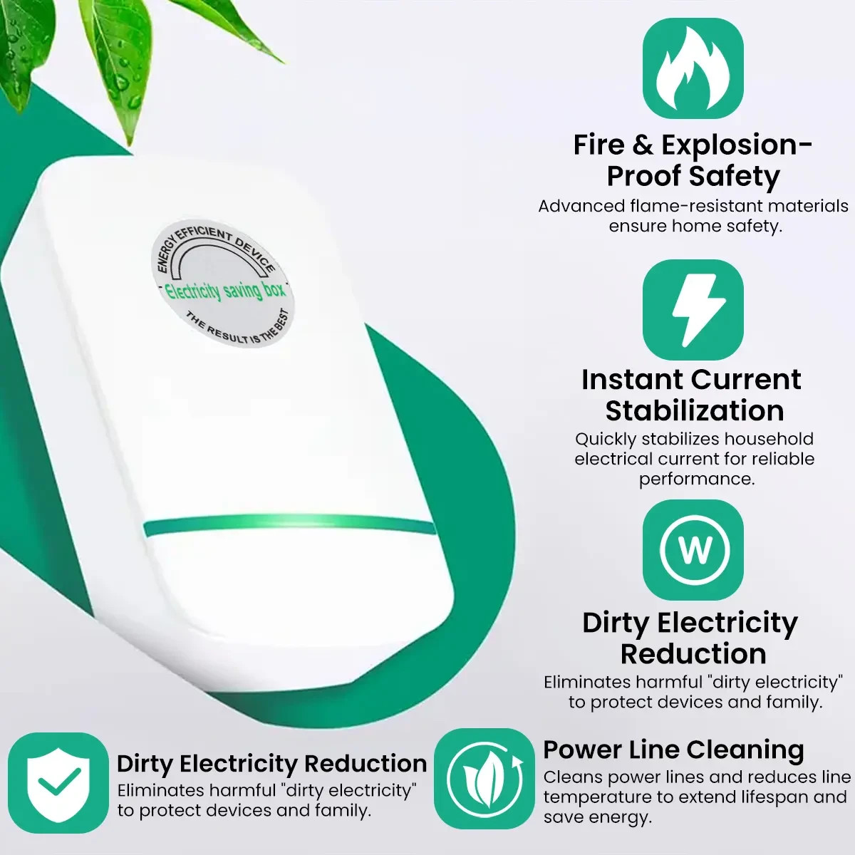Plug-In Power Box with US Plug 2026 Updated Design Compatible with 90–250V Input