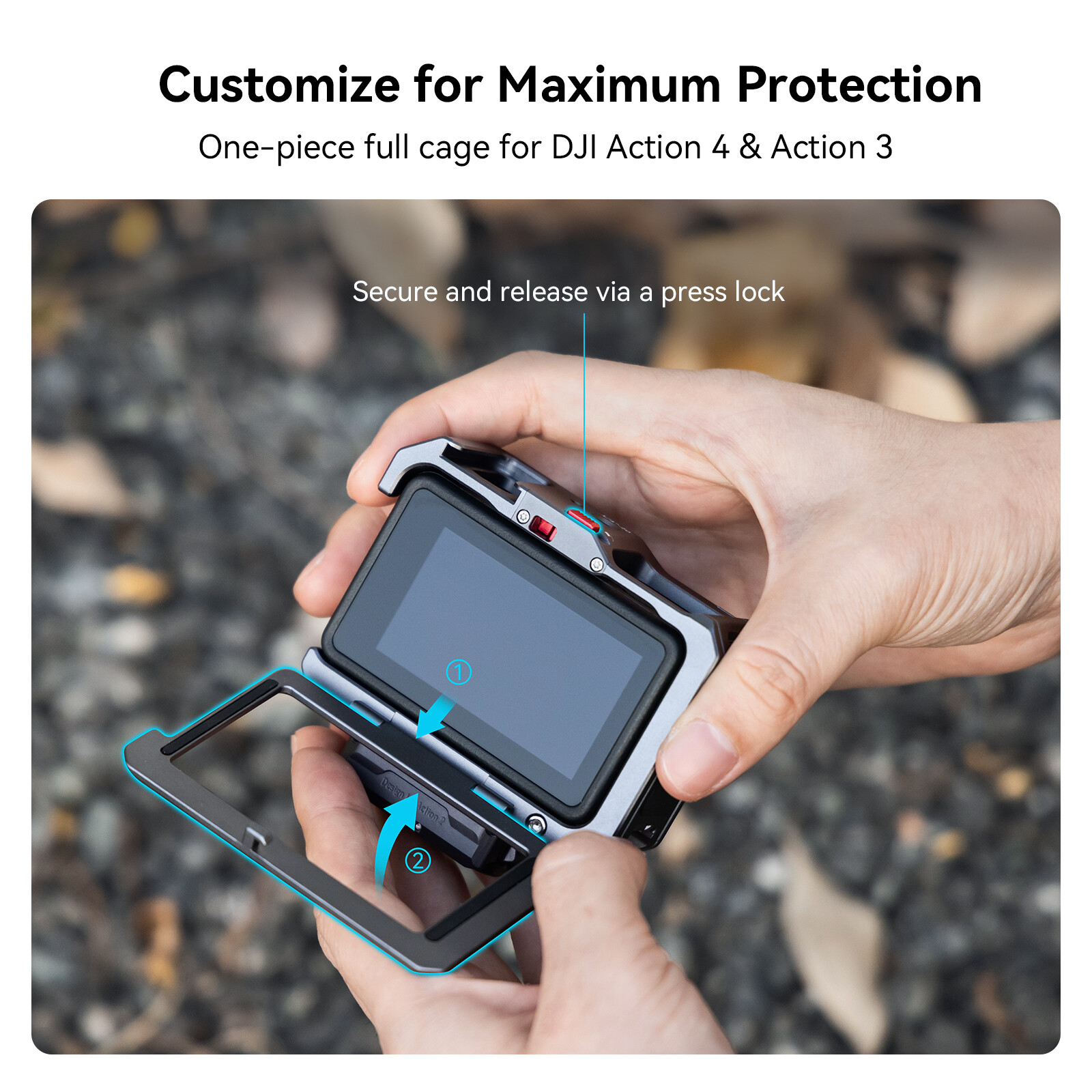 SmallRig Action 3 Action 4 Camera Cage for DJI, Protective Cage for DJI Mic