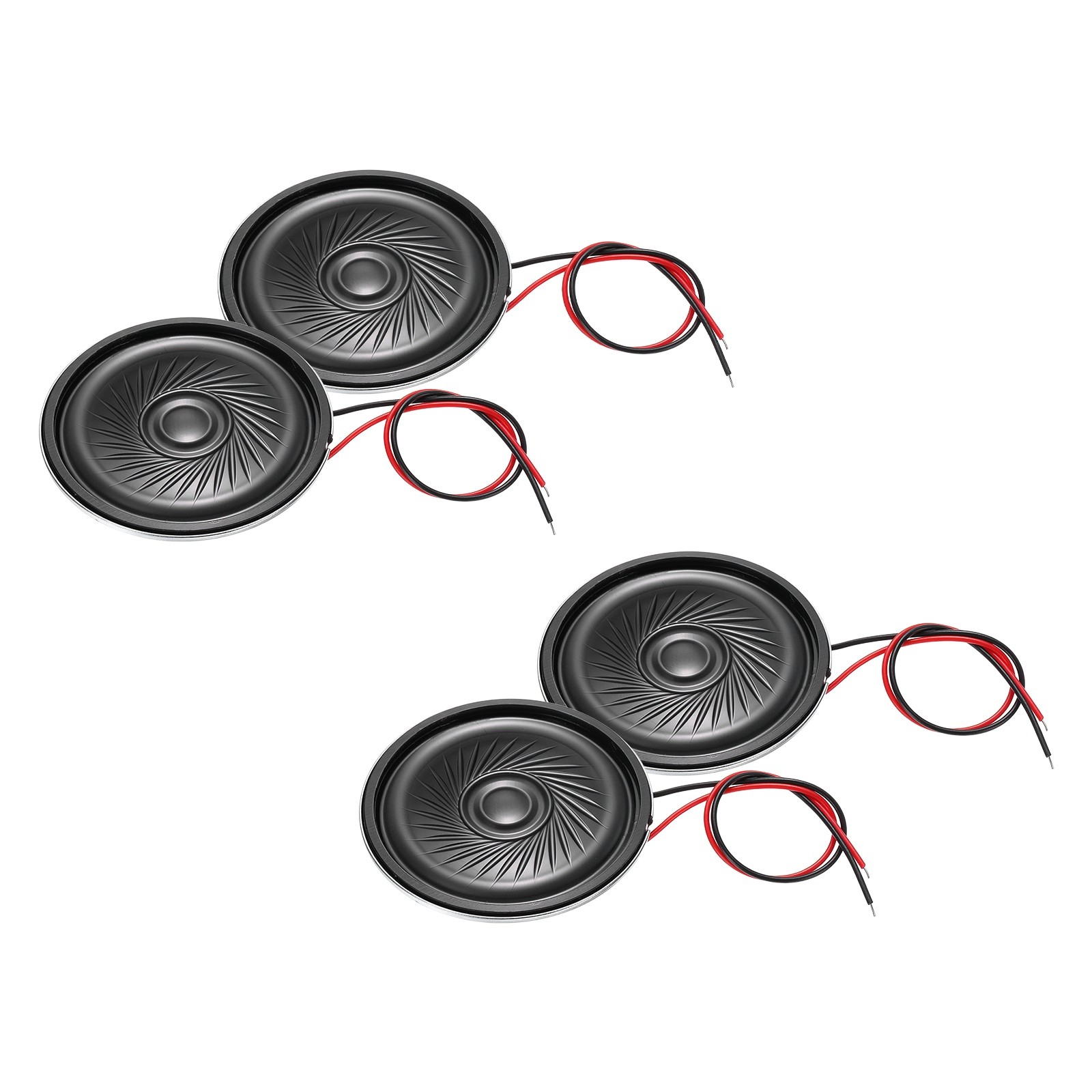 4 Pcs 1W 8 Ohm Small Speakers Metal Round Speaker with Wires, 40x5mm Black