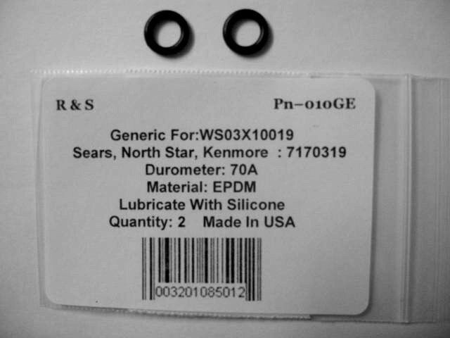 2 Whirlpool,Sears,GE,North Star 7170319, WS03X10019 O-Rings/R&S 010GE/EPDM Mat.
