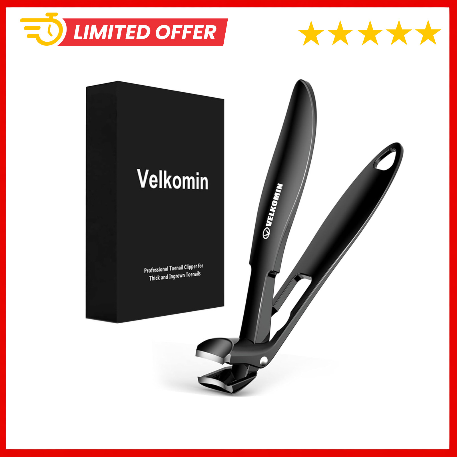 Long Handle Toe Nail Clippers for Seniors - Angled Head, Wide Jaw Opening, Ultra
