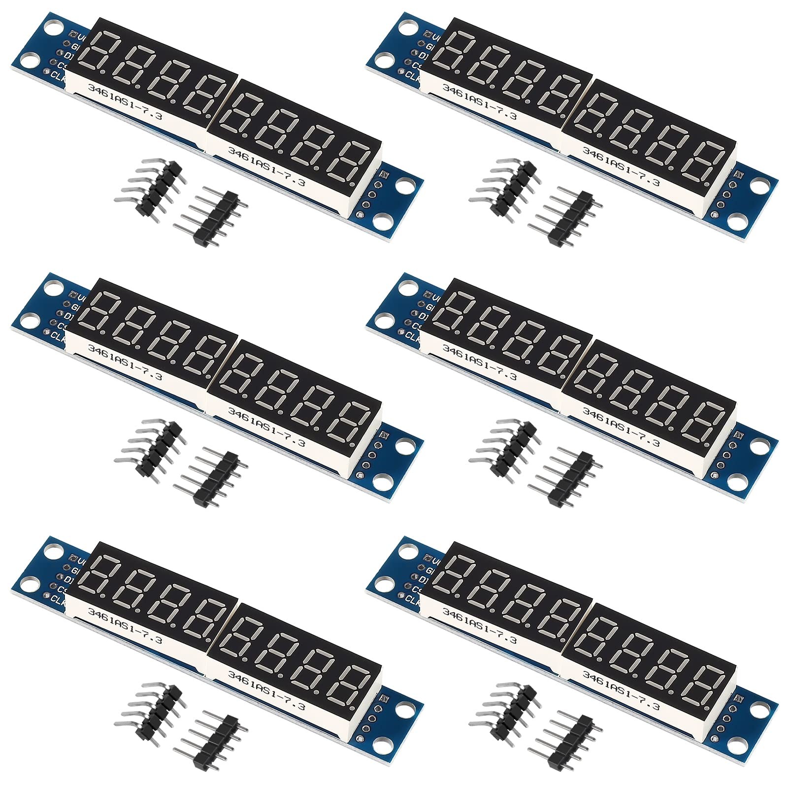 6 PCS 8-Digit 7 Segment MAX7219 Digital Module, LED Display, MCU, AVR, STM32
