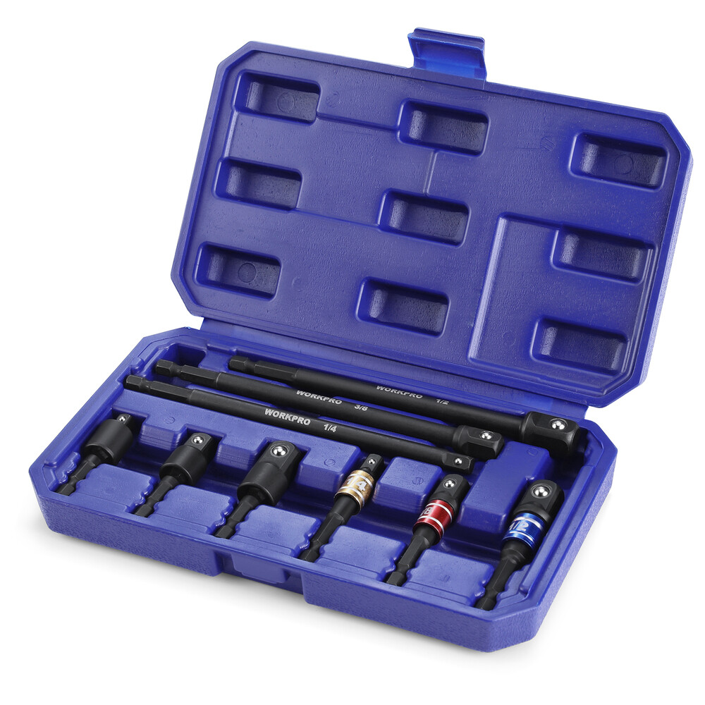 WORKPRO 9PCS Impact Grade Socket Adapter Set Basic/Swivel/Long for Power Drill