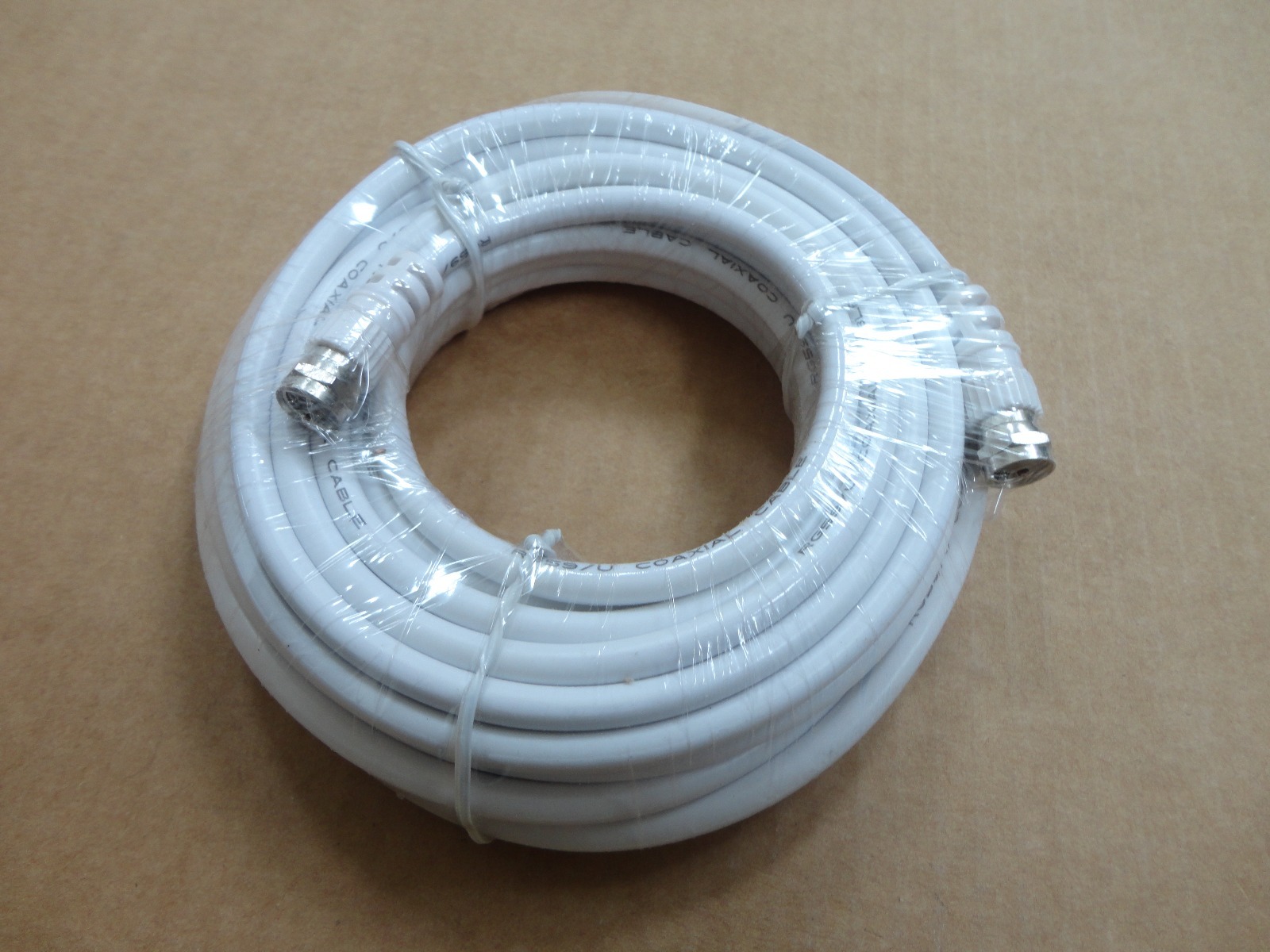25 Foot F Male Pug to F Male Plug Coaxial Video Cable, RG59U, 75ohm, White Color