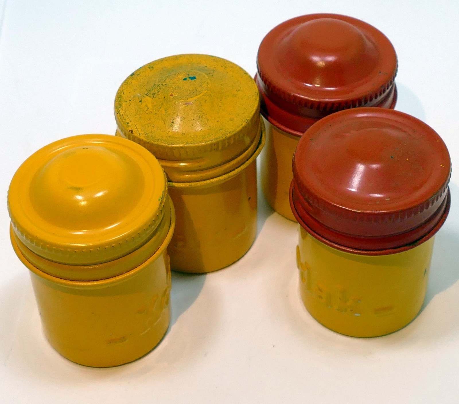 Kodak Film Metal Canister Container Yellow Old Antique Photo 35mm pack of 4 lot