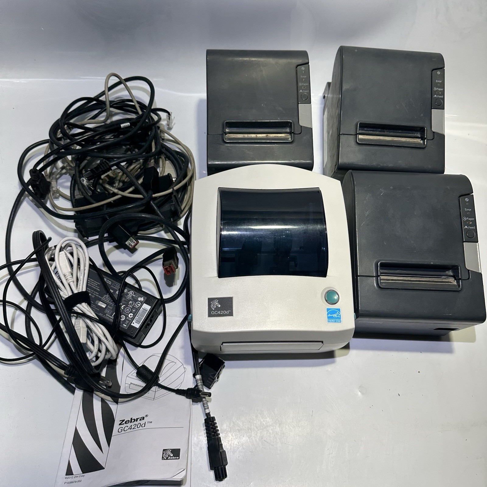 Lot Of 4 Thermal Printers Epson TM-T88V GC420d As Is Not Tested For Parts