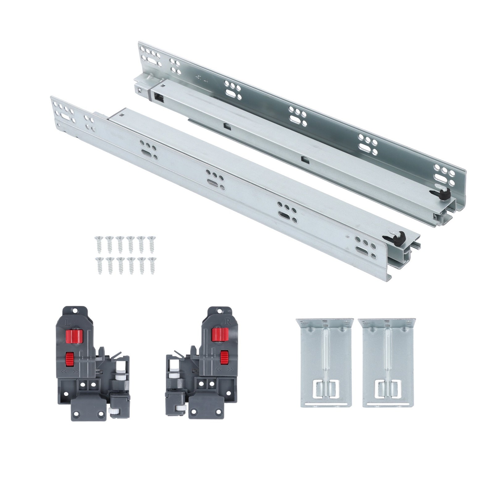18" Undermount Drawer Slides 3D Lock 100LB Load Soft Close