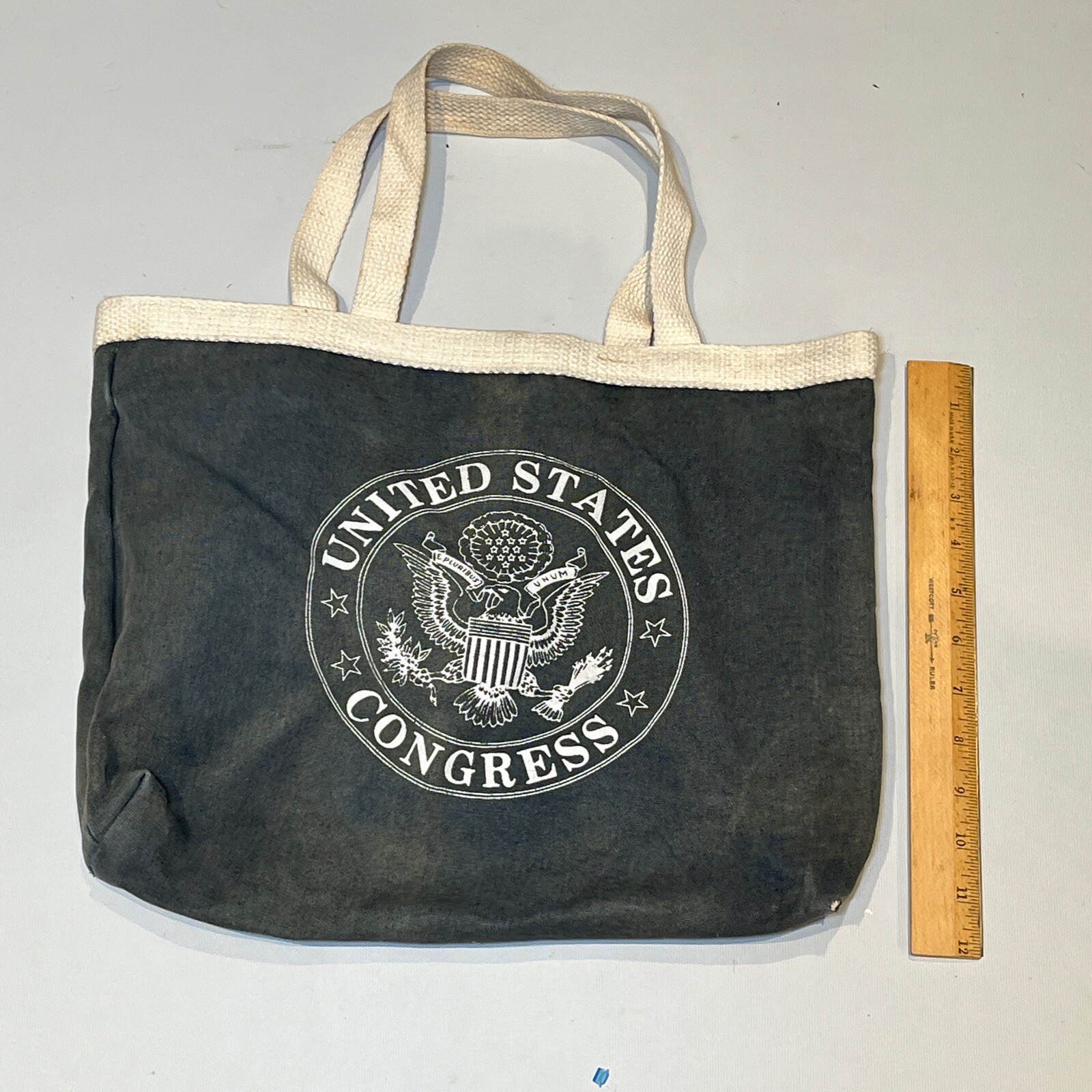 Vintage United States US Congress Canvas Blue Tote Beach Book Luggage Travel Bag