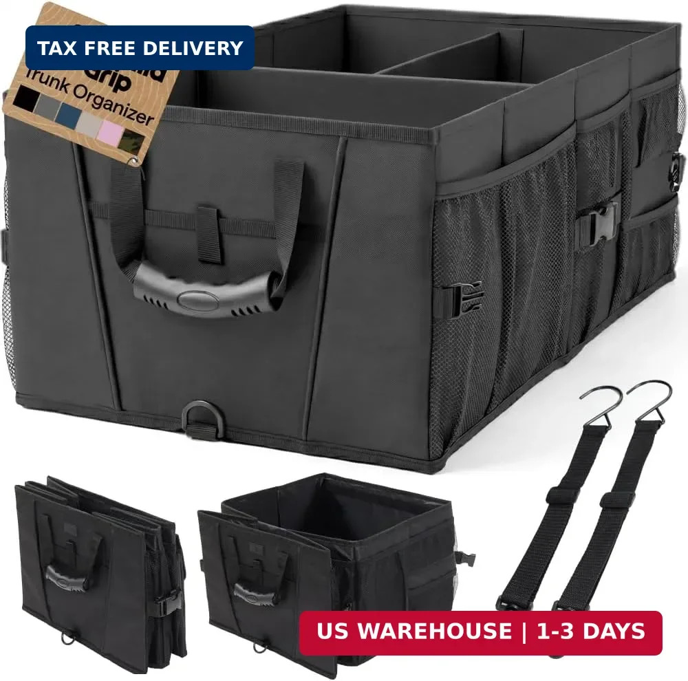 GORILLA GRIP Trunk Organizer for SUV and Cars, Large Capacity Collapsible Car Tr