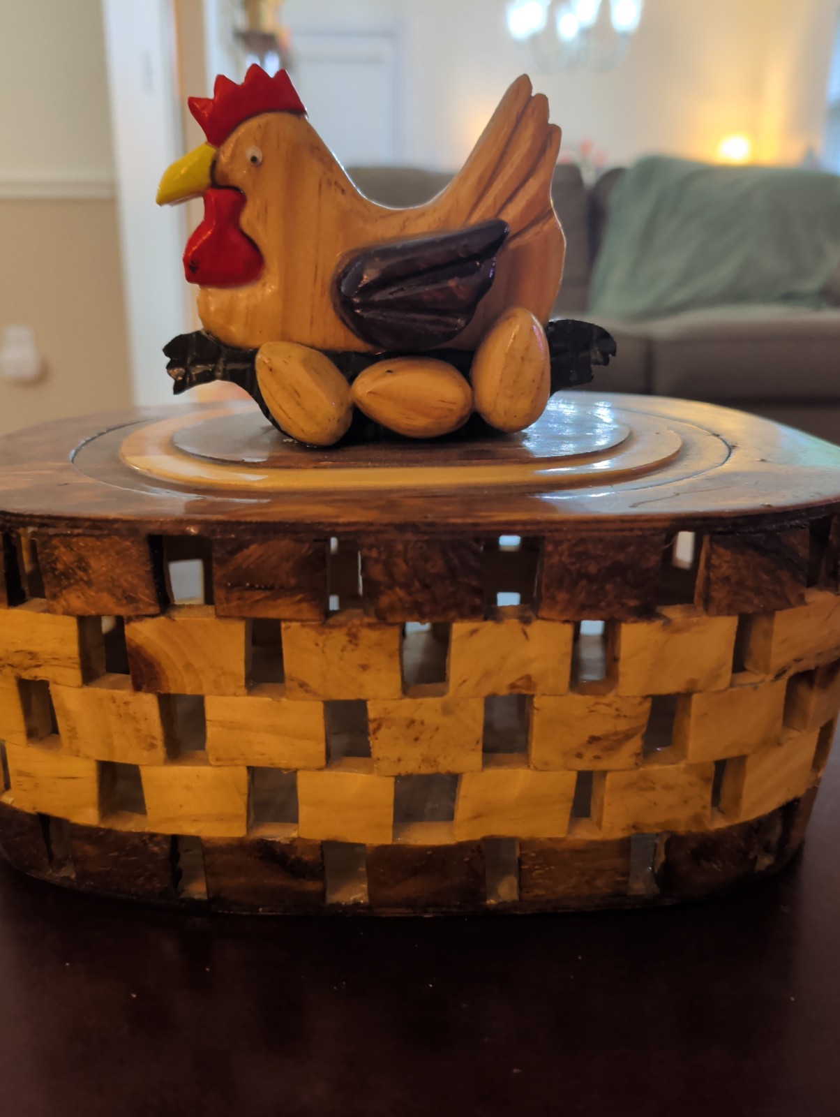 Wooden Rooster Basket
