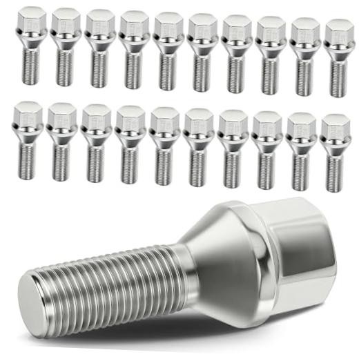M12x1.25 Lug Nuts 20Pcs Wheel Lug Bolts 12x1.25 Shank 28mm Hex 17mm Chrome Lug