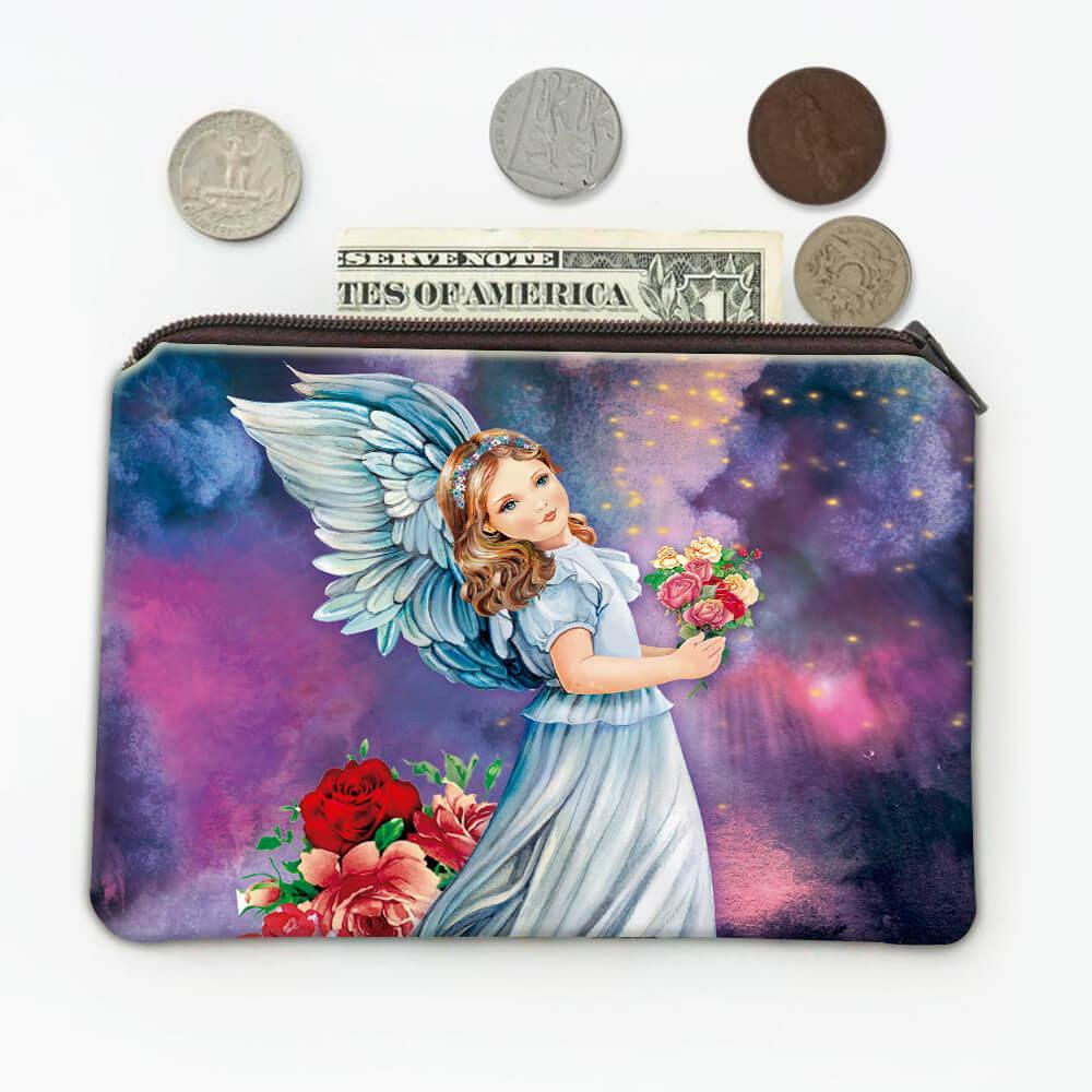 Gift Coin Purse : Victorian Angel Flowers Vintage Retro Religious Cute