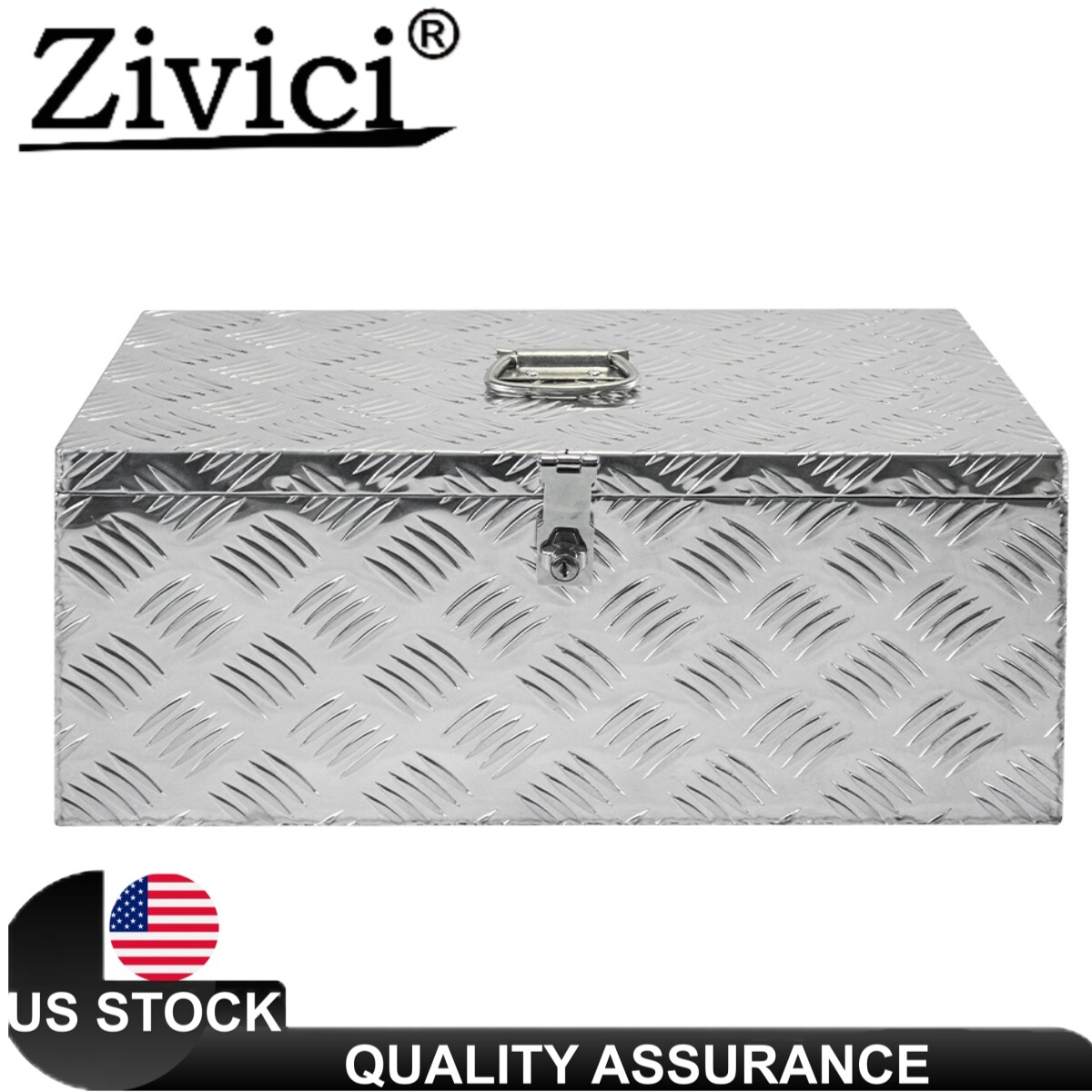 23"X11"X10" Aluminum Toolbox Trailer Tongue Tool Box for Pickup Truck Bed RV ATV
