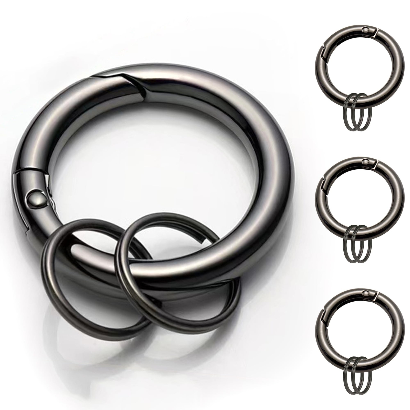 Keychain Trigger Buckle Kit Spring O Ring Round Circle Carabiner Hooks Clip, ...