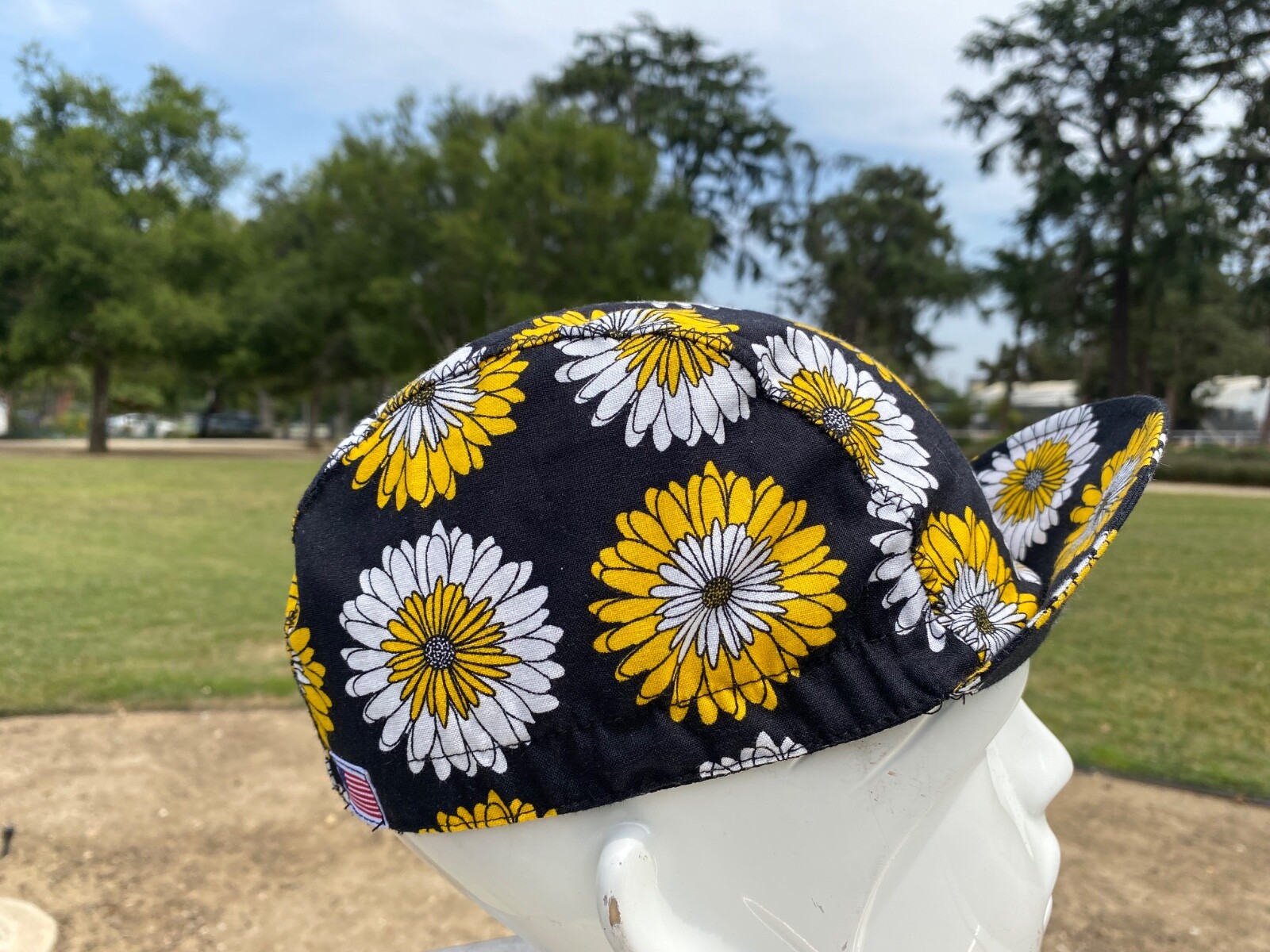 Sunflower cycling cap HANDMADE IN USA