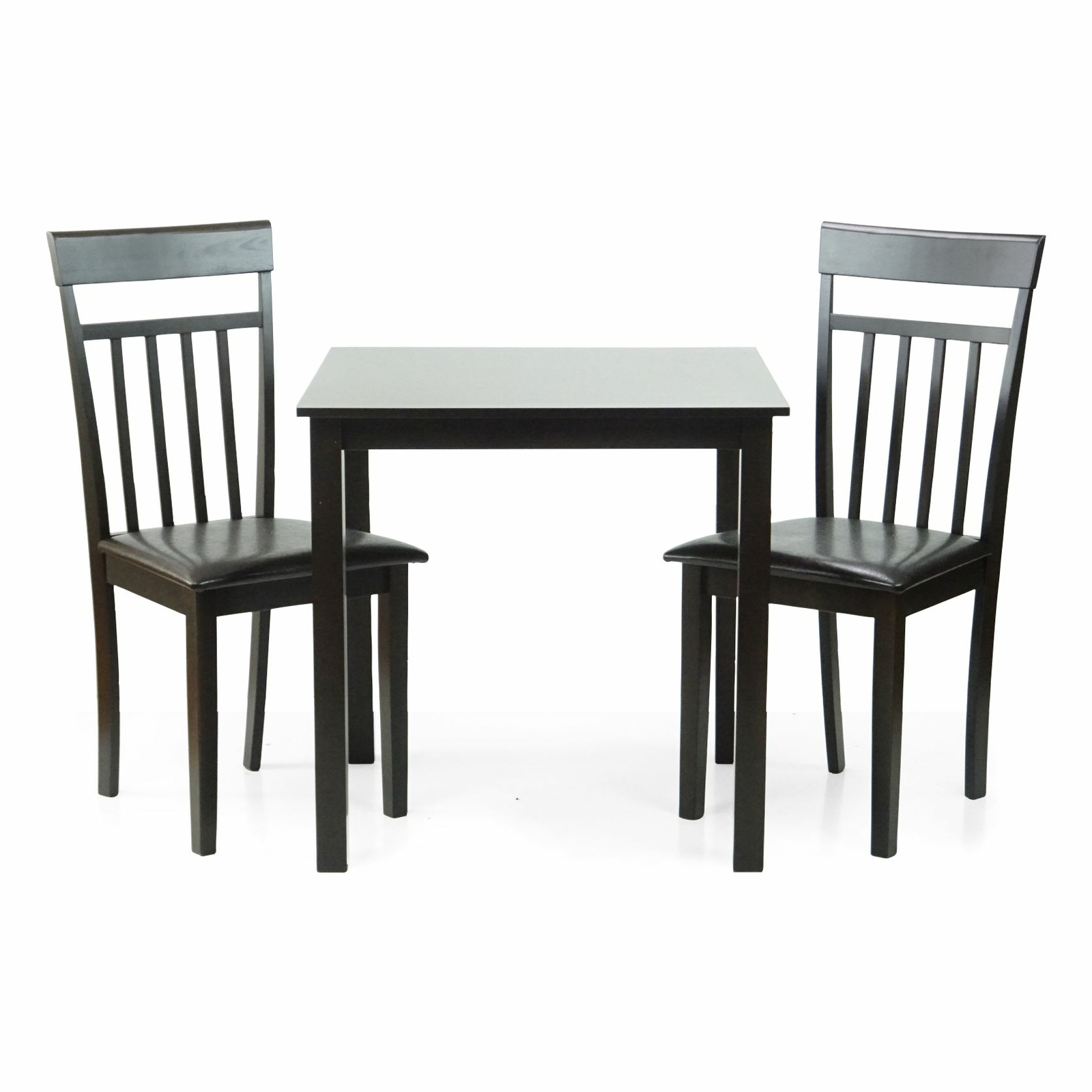 Dining Kitchen 3 Pcs SET Square Table 2 Warm Chairs Espresso Finish