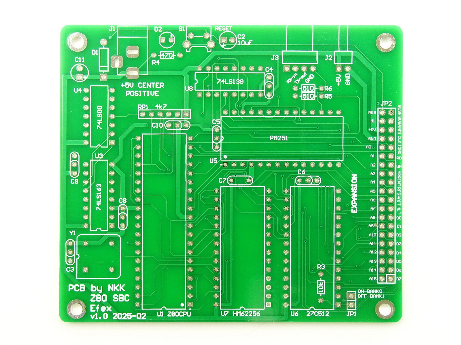 Z80 Single Board Computer PCB Bare Board, MK3880 SBC Efex, NEW [1pcs]