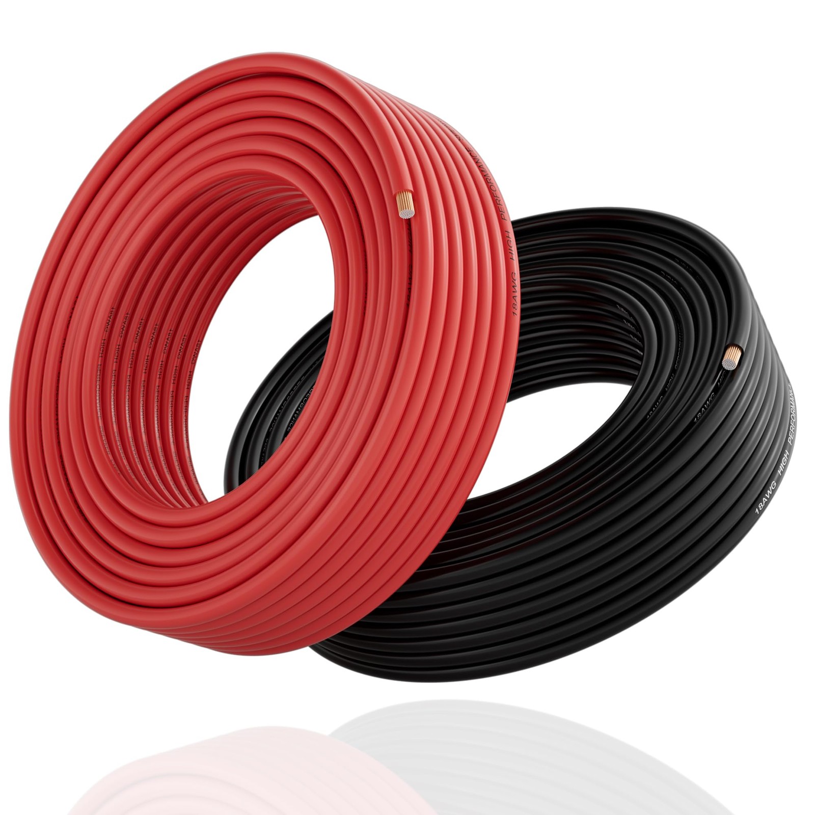 16 Gauge Wire (2-Pack Red/Black Each 25FT), 16AWG CCA, 25FT-2PK, Black+Red