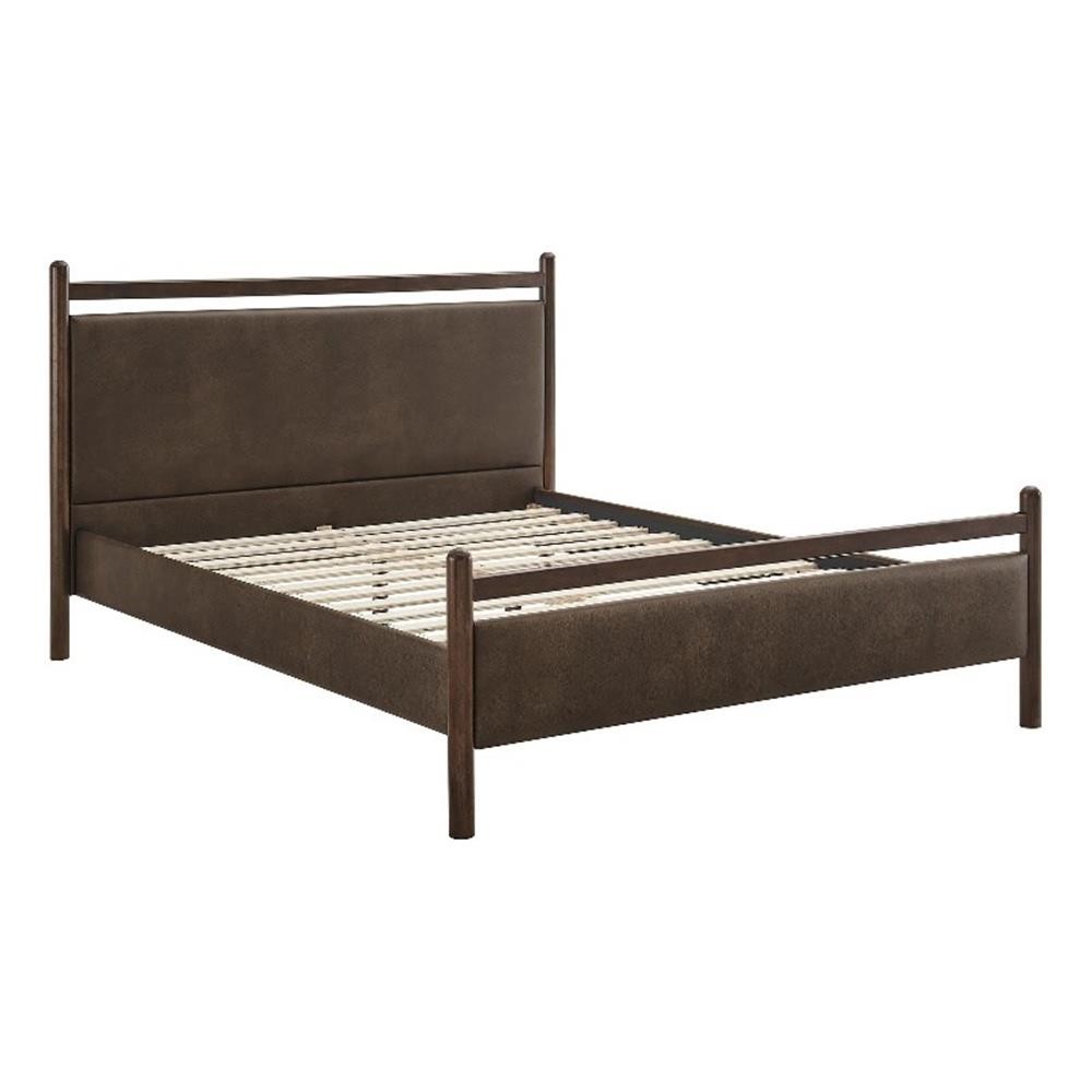 Ginny King Size Vegan Leather Platform Bed Frame in Wenge Mushroom