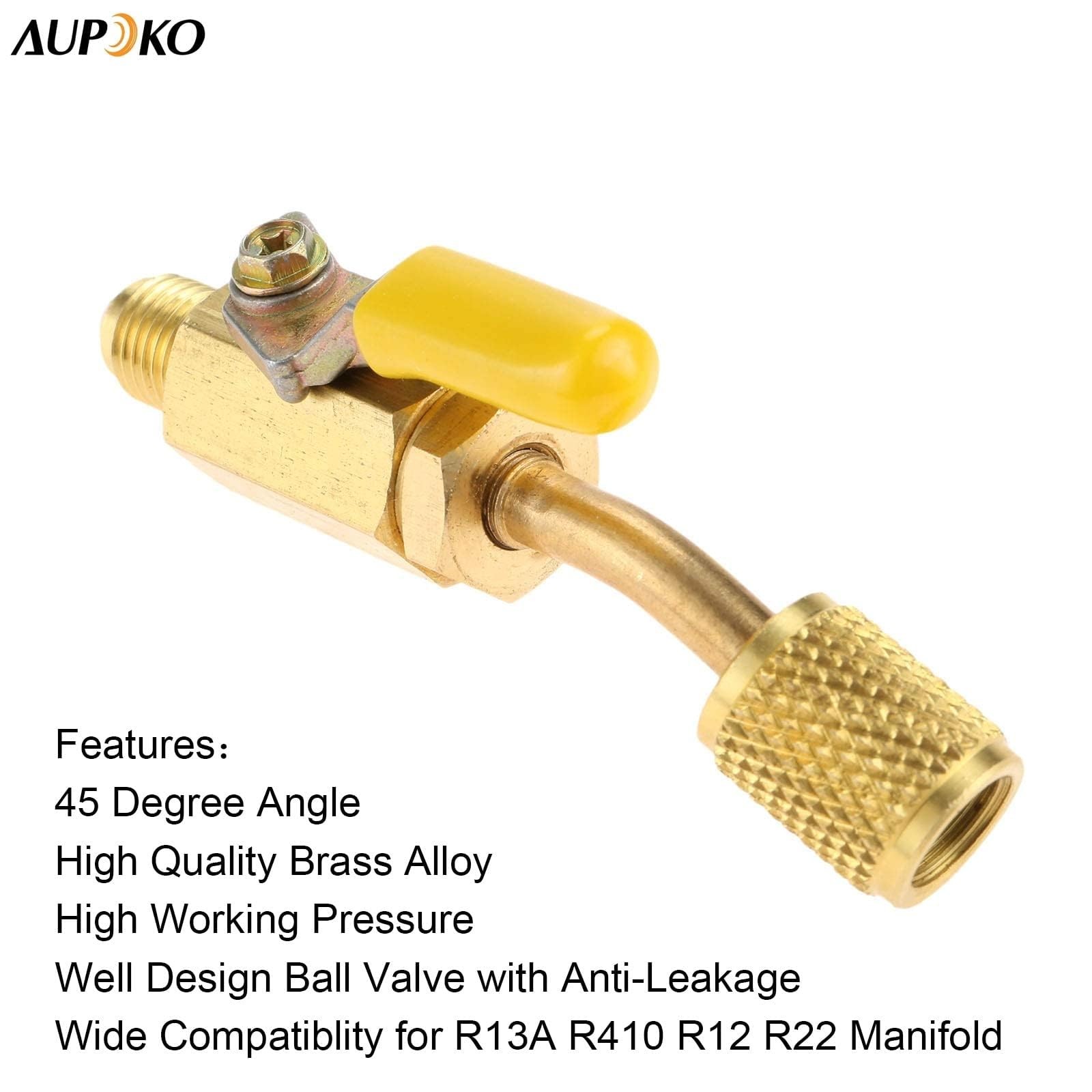 Aupoko Air Conditioning Refrigerant Angled Compact Ball Valve,3Pcs