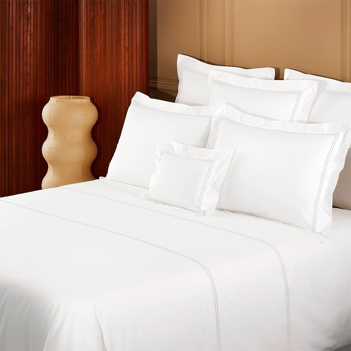 DUO PILLOW SHAM BY YVES DELORME FRANCE - ORGANIC COTTON PERCALE W/BOURDON STITCH