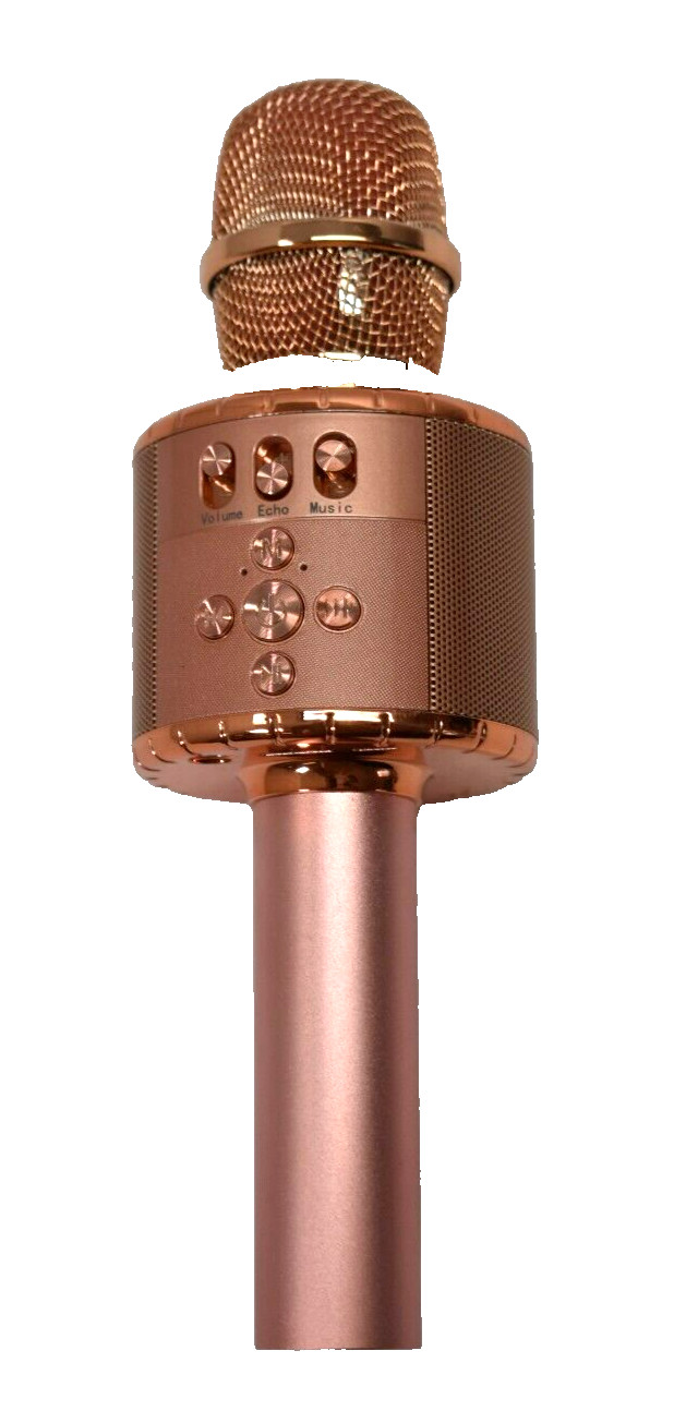 Bonaok Wireless Bluetooth Karaoke Microphone Light Up LED Rose Gold Champagne