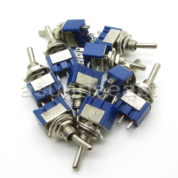 100 x Mini Toggle Switch SPDT ON-OFF-ON 3 Position Blue 6A 125V 3A 250V MTS-103