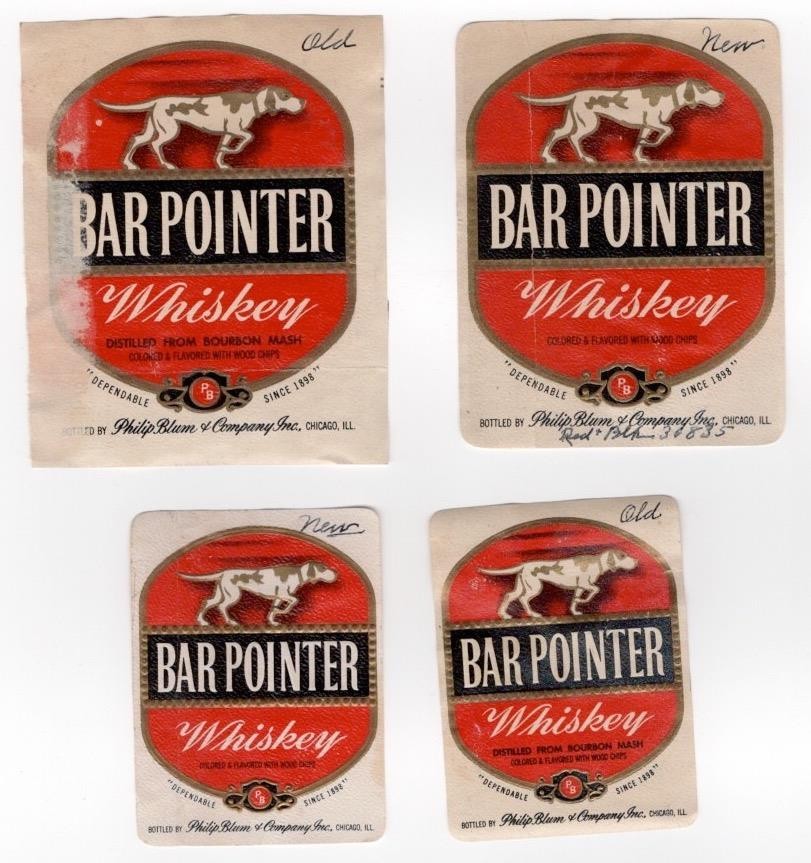 Bar Pointer dog Philip blum Company Chicago IL 4 whiskey label W100