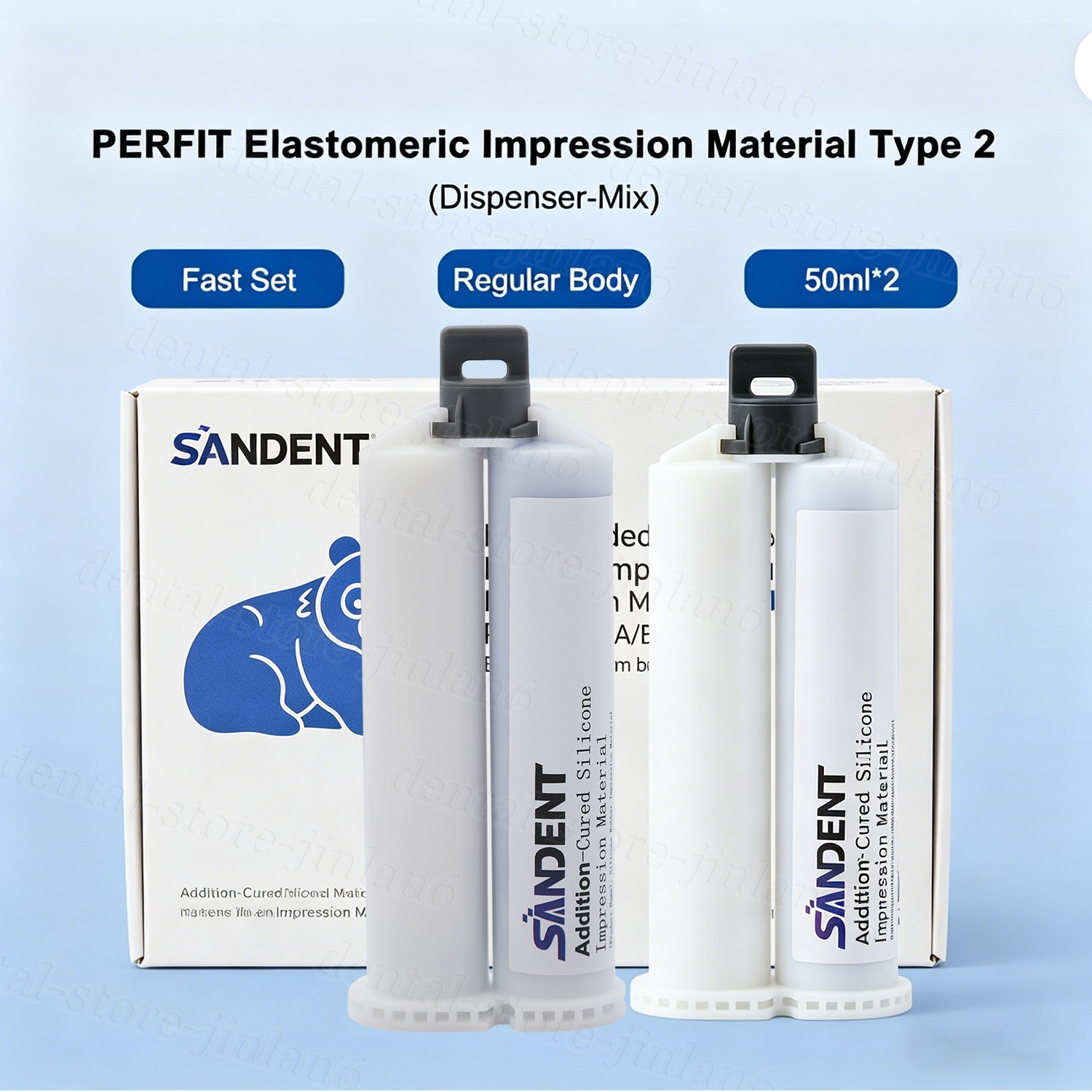 SANDENT Dental Impression Material Regular BODY Fast Set VPS 50ML*2 Cartridges