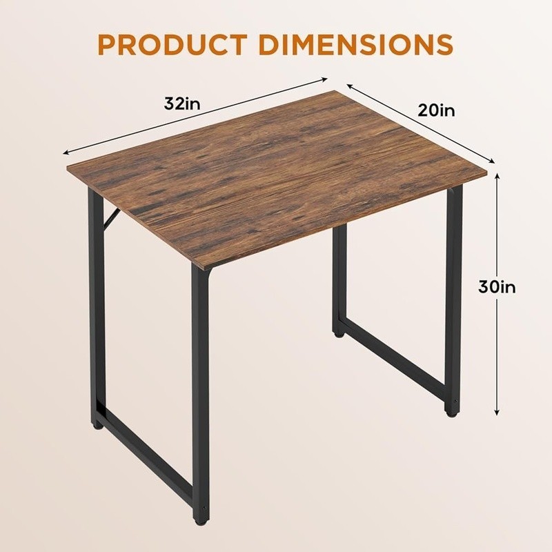Compact Computer Desk Small Metal Frame Sturdy Writing Table Home Office Gaming