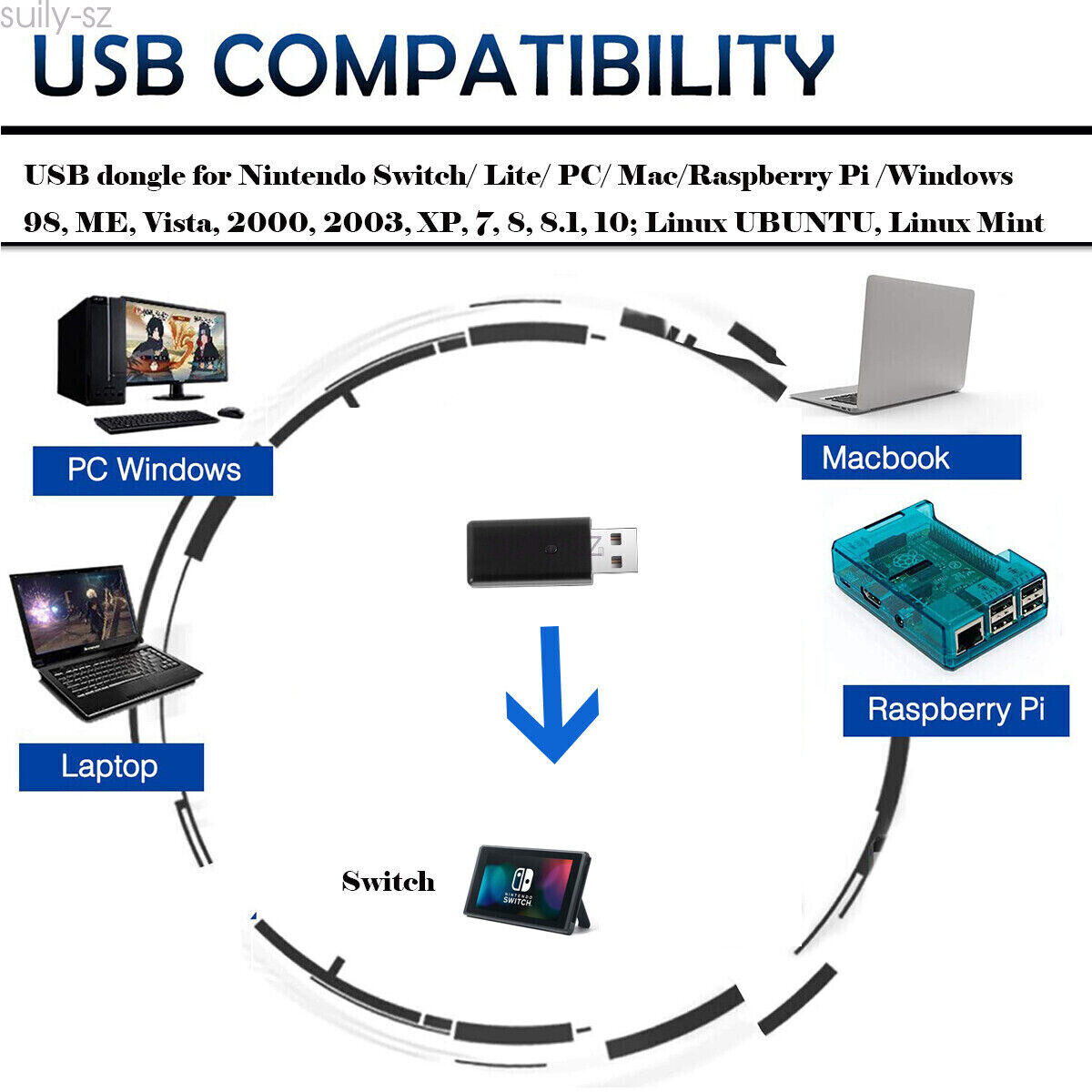 Wireless For N64 Game System/Switch PC Windows Mac Remote Game Pad Joystick