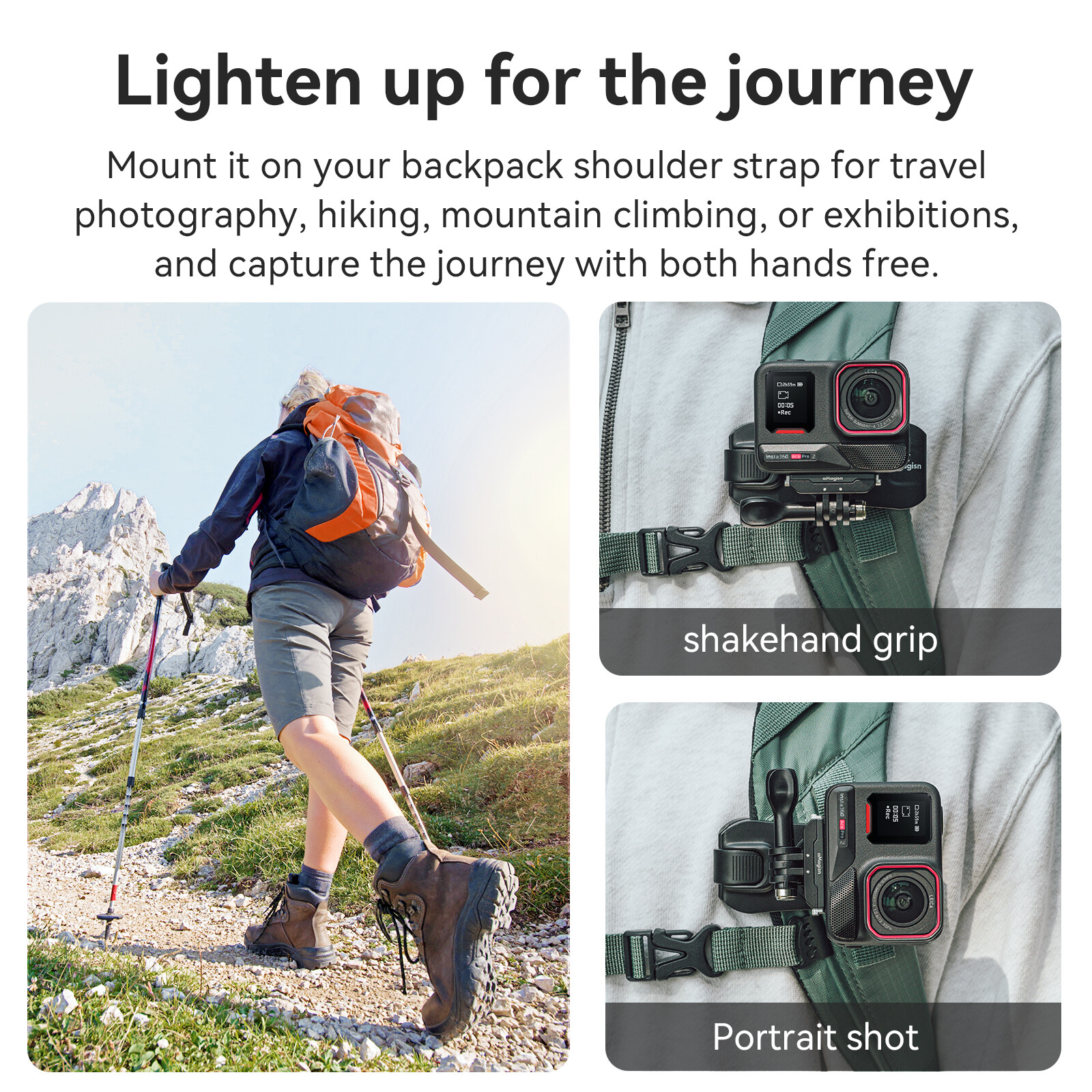 Camera Fixed Backpack Clip Quick Release For Insta360 X2/X3/X4/GO 3/ACE/ACE Pro