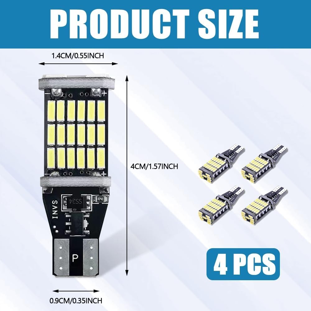 4PCS LED Reverse Lights, 6500K Super Brightness 45SMD-4014 Chipsets for White