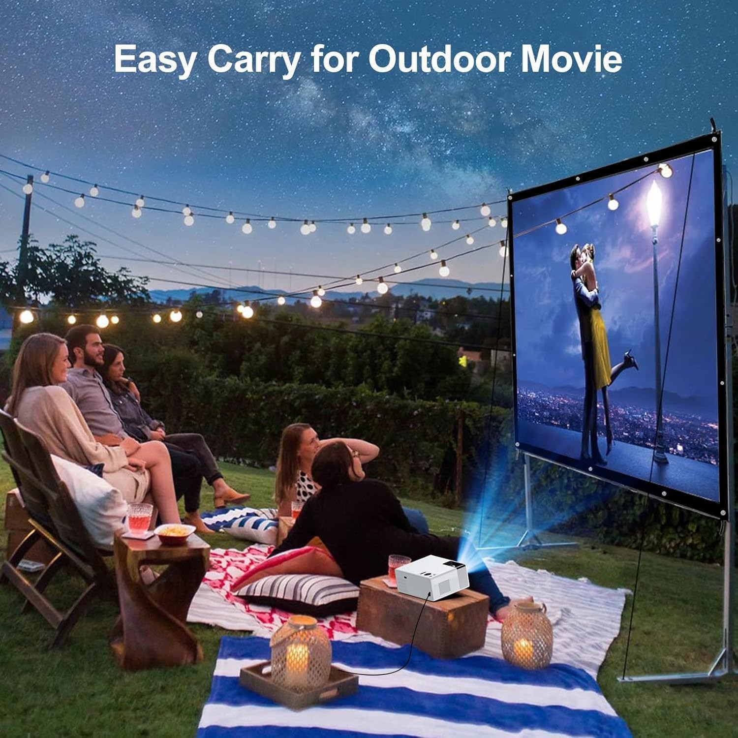 Projector Screen 100 inch, Portable Projector Screen Outdoor Indoor Projectio...