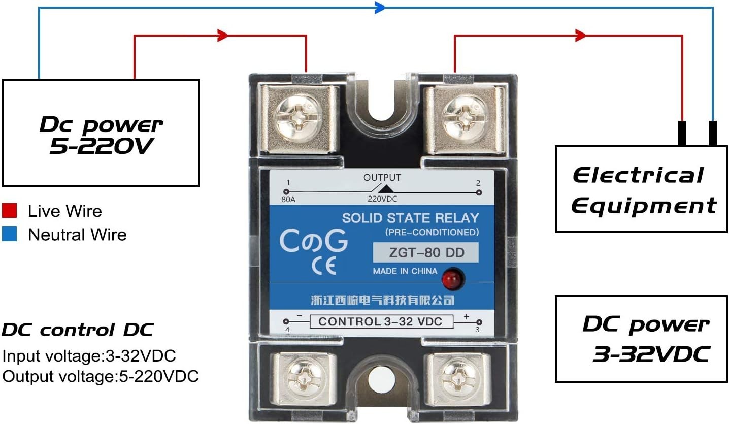High Performance Solid State Relay SSR-80DD: DC Input 3-32VDC to Output 5-240VDC