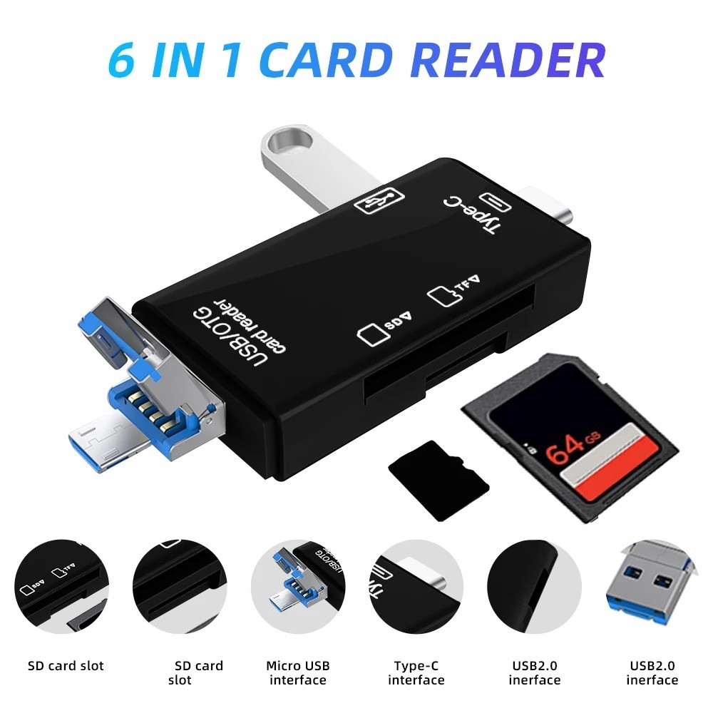 OTG Type C SD TF Card Reader 7 in 1 USB 3.0 Micro USB Flash Drive Adapter 5Gbps