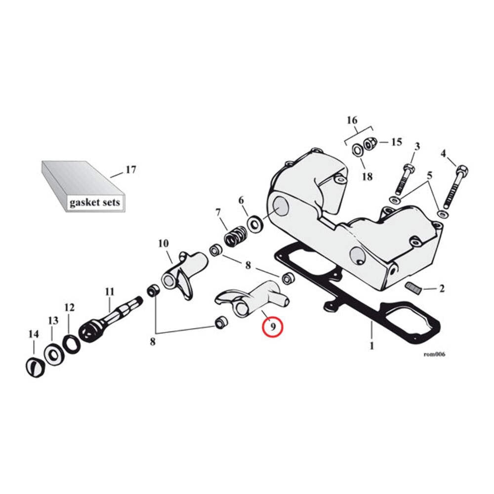 Rocker, exhaust front for Harley Davidson